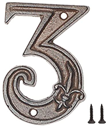 Zayookey Hausnummern aus Gusseisen 12 cm Adressnummernschild Metal House Numbers Rustikale Hausnummern aus Metall für Draußen Briefkasten Garten Tür (Nummer 3)