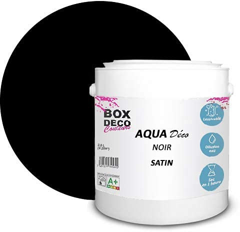 BOX DECO COULEURS Aqua Déco 2,5 Liter Acryl Satin Optik Wandfarbe Schwarz