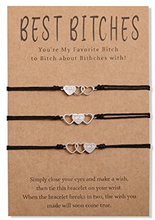 CheersLife 2/3 Stück Best Bitches Armbänder Für Beste Freundin Wunschband | Hohles Herz Armband Für Frauen Mädchen Schwester Armband Freundschaft