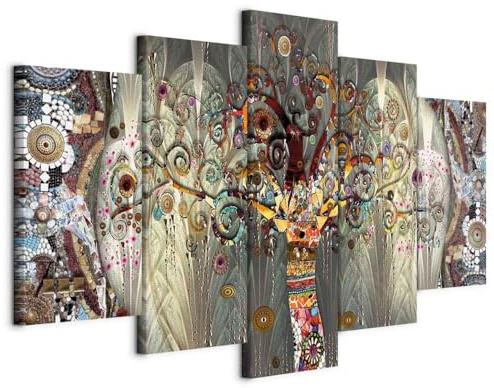 B&D XXL - Akustikbild Gustav Klimt Baum des Lebens 5 tlg - Bilder Akustikschaum Schallschutz Wand Deko Kunst Akustikpaneele Wandpaneele Schalldämmung Wandbild Schallabsorber Akustikplatten Abstrakt