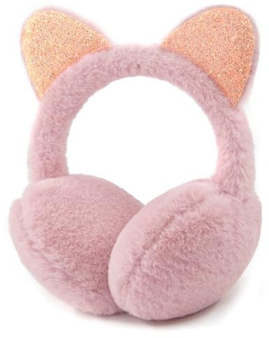 SEYUFN Cache-oreilles Filles Chauffe Oreilles en Peluche Douce pour Enfants Couvre-oreilles Réglables Jolis Cache-oreilles d'Extérieur Cache-Oreilles Chaud Hiver (1A-Rose Claire)