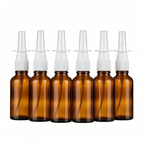 Ericotry Botellas de aerosol nasal de niebla fina de vidrio recargable ámbar de 10 ml atomizadores pulverizador tarro contenedor para perfumes aceites esenciales coloidal plata salina