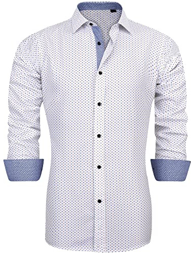 J.VER Men's Dress Shirts Solid Long Sleeve Stretch Wrinkle-Free Formal Shirt Business Casual Button Down Shirts White XL Tall