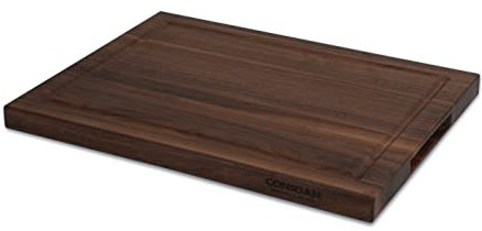 CONSDAN Planche à découper en noyer pour cuisine, bois dur cultivé aux États-Unis, 40,6 x 30,5 cm, avec poignée intérieure invisible, préfinie avec de l'huile de qualité alimentaire, convient pour les