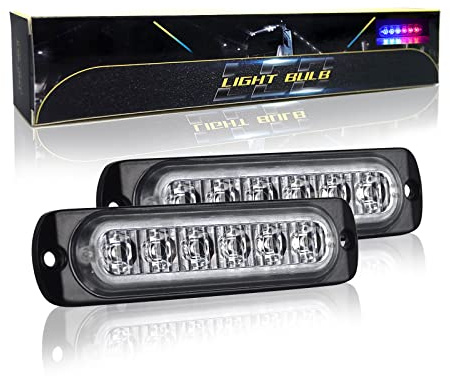 SKYWORLD Luci stroboscopiche a LED, 2pz Ultra Thin 6LED luci d'emergenza Blu & Rosso 12V 24V Lampeggiante Luci stroboscopiche di emergenza Strobo Barra Luminosa per Moto Auto Camion Truck Trailer