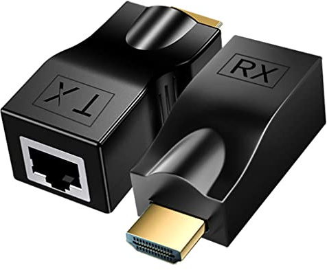 MVBOONE HDMI Extender Adapter Over Cat5e/6 (1pair), HDMI Repeater to RJ45 Ethernet Network Converter, 4k HD 1080p UP to 30m/98ft, for HDTV, Set-top Boxes, DVD, PS4, STB, Black