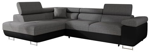 Mirjan24 Ecksofa Torezio, Kopfstützen verstellbar (Soft 011/Lux 06, L) | Komfortable Eckcouch mit Schlaffunktion, Bettkasten, gepolstertem Rücken und offener Ottomane