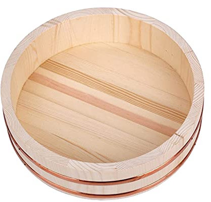 Wooden Sushi Rice Bowl Hangiri Sushi Oke Mixing Tub Japanese Rice Container for Restaurant Home Kitchen,66x16cm