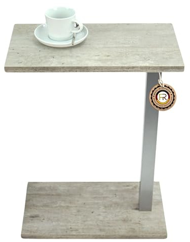 freeroom24 Beistelltisch, Laptoptisch Rebus in Betonoptik, Metall in Silber, 45 x 25cm, Verschiedene Höhen (45 x 25 x Höhe 70cm)