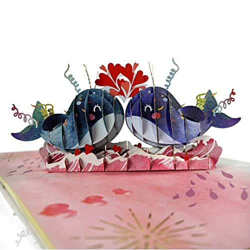 CUTPOPUP Love Dolphin Couple, Valentine Cards Pop Up, Romantic Love Cards for Valentines Day, Wedding Anniversary Card, 3D Birthday Happy Valentines Greeting Cards, Birthday, Dolphin Couple IT