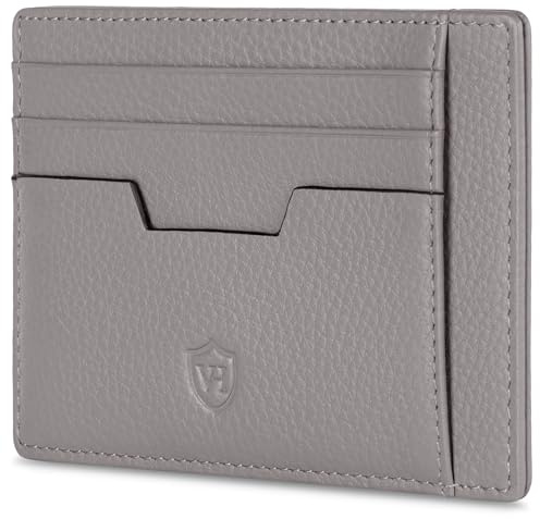 VON HEESEN Echtleder RFID Kartenetui aus Nappa-Leder - 9 Fächer - Querformat Kreditkartenetui für Damen & Herren (Grau)