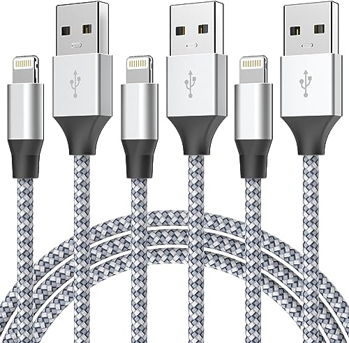 Durable iPhone Charger Cord 6FT 3Pack [Apple MFi Certified] Lightning Cable Nylon Braided iPhone Cord Fast Charging Cable Compatible with iPhone 14/13/12 Pro Max/12Pro/11