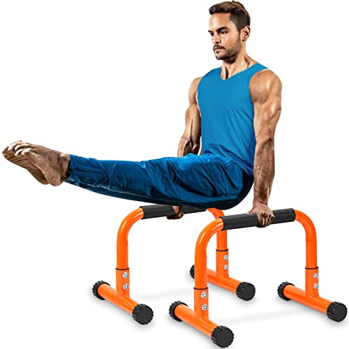 TABEKE Push Up Bar, 12 High Parallettes Bars & Dip Bar With Full-Cover Foam Handles, No Wobbling Calisthenics Equipment For Handstand, L-Sit, Gymnastics, Strength Training Home Gym
