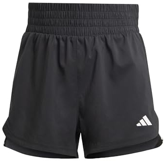 adidas Women's Pacer Training 3-Stripes Woven High-Rise Shorts, Black/White, M 5 inch