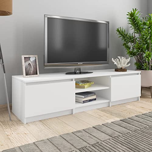 Homvdxl Modern TV Unit Cabinet for 65 TV, Retro Entertainment Center for Flat Screen TV Cable Box Gaming Consoles, Media Console with Cabinet Storage for Living Home - White
