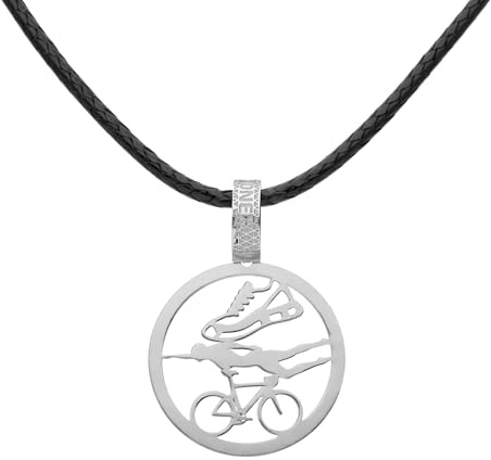 CODEONE Pendentif Triathlon | Acier inoxydable | Design sportif pour triathlètes, nageurs, coureurs et cyclistes | Coffret cadeau