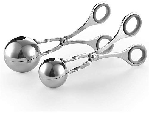 MEETOZ Meat Ballers, Stainless Steel Non-Stick Meatball Maker, Tongs, Cake Pop Meatball Maker Ice Tongs, Cookie Dough Scoop for Kitchen. (1.38 and 1.78)