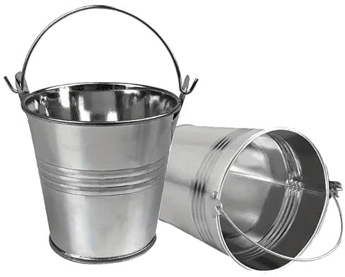 MIKONI Metalleimer Wassereimer Blecheimer Eimer Zinkeimer verzinkt Baueimer Dekoeimer 5-15 Liter (12 Liter)