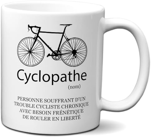 L'Esprit Des Anges Tasse-Mug Cycliste Humour Cyclopathe Maniaque du Vélo - Idée Cadeau Original Papa Anniversaire Parrain