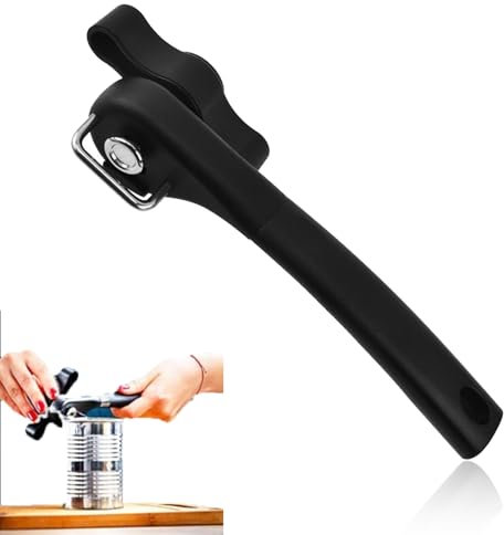 Sicherheitsdosenöffner Ohne Scharfe Kanten - Büchsenöffner Mit Rutschfestem Griff Aus Edelstahl, Manueller Dosenöffner, Schwarz