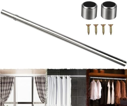 OTYMIOW Tubo Appendiabiti per Guardaroba Palo Telescopico per Tenda Asta Regolabile Bastone Tenda Doccia Appendiabiti Allungabile per Armadio Senza Foratura in Acciaio Inox 56cm a 102cm Armadio, Muro