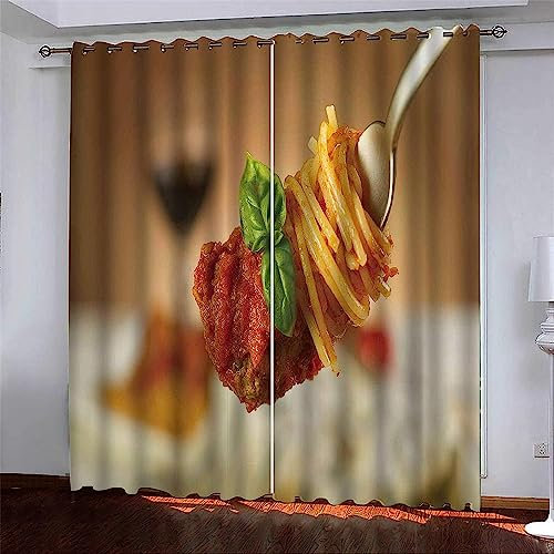 Verdunkelungsvorhang 3D Gabel-Spaghetti 280 B X 180 H Cm Blickdichte Gardinen -Lichtundurchlässige Vorhänge Mit Ösen Für Schlafzimmer Kinderzimmer Geräuschreduzierung 2Er Set - Vorhang Für Da-3S1W1E8D