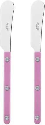 SABRE PARIS - 2er Set Buttermesser 14 cm - Bistrot - Ideal Für Butter, Aufstrich - Edelstahl & Nylon - Spülmaschinenfest - Rosa
