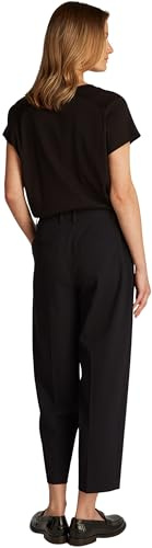 Tommy Hilfiger Donna Pantaloni in Tessuto Stretch Tapered Caviglie Scoperte, Nero (Black), 50