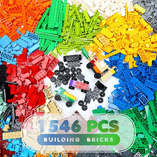 Lekebaby Classic Building Bricks Set de 1546 blocs de construction basiques avec roues STEM Creative compatible avec toutes les grandes marques