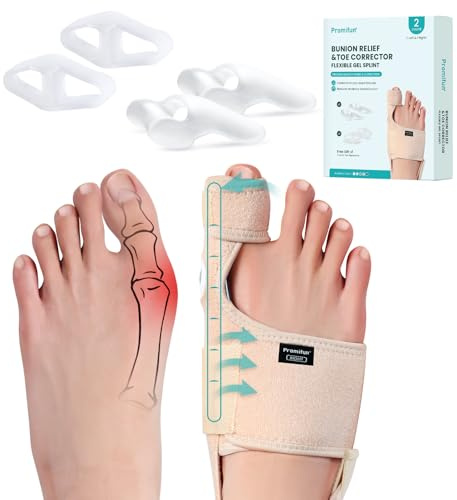 Promifun Alluce Valgo Correttore, 1 paio di Tutore Alluce Valgo, Divaricatore Alluce Valgo, Separatore Divaricatore dita Piedi per Uomini e Donne, Sollievo dal Dolore (Beige)