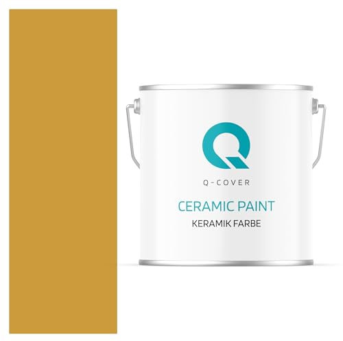 Q-COVER Keramik Farbe 5L (ca.35m²) Senf Wandfarbe Innenfarbe Abwaschbar Klasse 1 Mattfarbe Deckenfarbe Scheuerfest Küche Bad Treppen Ceramic Hohe Deckkfraft