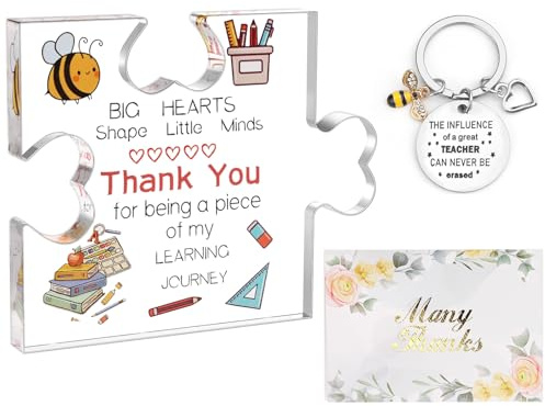 IETWATE 3 x Dankeschön-Geschenk, Briefbeschwerer, Acryl-Block, Puzzle, Lehrer, Geschenke für Frauen und Männer, herzerwärmendes Dankeschön-Geschenk für Lehrer, Kindergartenlehrer, Geschenke mit