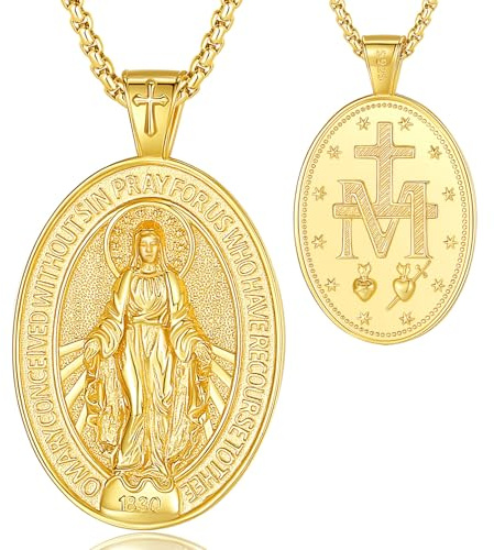 EUDORA Harmony Ball Sterling Silber 925 Kreuz Kette Heilige Christophorus Benedikt Maria Wundertätige Medaille Erzengel Medaille Gabriel Metatron Siegel der 7 Erzengel für Damen Herren Frauen