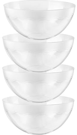HOMESHOPA Clear Plastic Serving Bowl 2800ml 4 Pack, Large Salad Mixing Bowls, Sturdy & Reusable Kitchen Cooking Food Prep Bowl for Salad Snacks & Crisps, Dishwasher Safe
