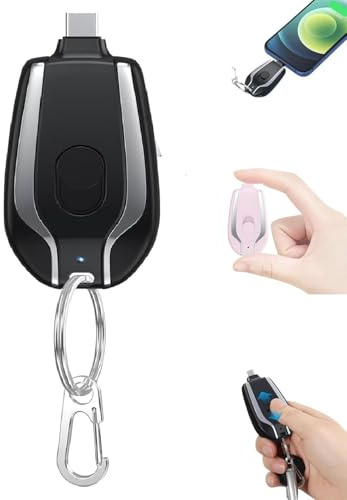 Keyring Power Bank, Mini Power Emergency Pod, 1500mAh Key Chain Power Bank, Portable Keychain Battery Charger Pack for Type-c, Ultra-Compact Fast Charging Key Ring Cell Phone Charger