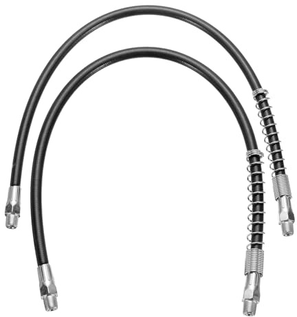 sourcing map 2Pcs Grease Gun Hose 19.8 10000 PSI Spring Flex High Pressure Quick Release Grease Replacement with Coupler 1/8 NPT Threads for Grease Gun, Black