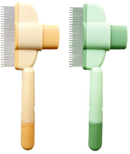 Selbstreinigender Flohkamm für Katze und Hund, 2 Pack Selbstreinigende Haustierbürste, Kamm zur Entfernung von Tierhaaren, Haustier Hundebürste Katzenbürste Fellpflege Bürste