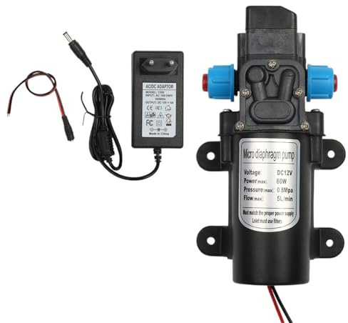 GHHSBO DC12V 60W Microelectric Diaphragm Water Pump with Automatic Switch, 5L/min, High Pressure for Car Wash, Spray 0.8MPa, 5L/min(A)