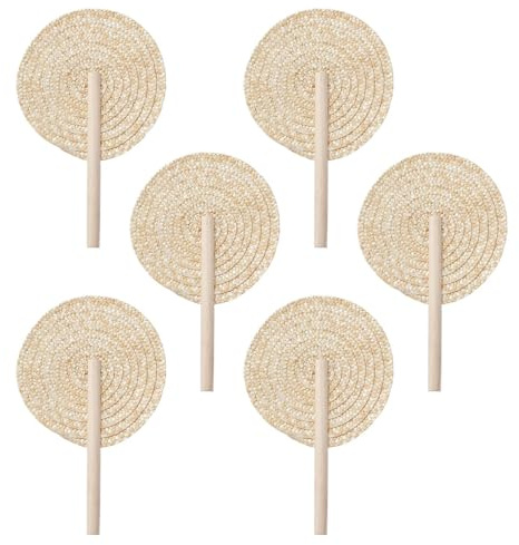 Generisch Raffia - 6 scomparti in palma intrecciati a mano, per raffreddamento, stile boho, ideali come decorazione da parete per il soggiorno e le vacanze