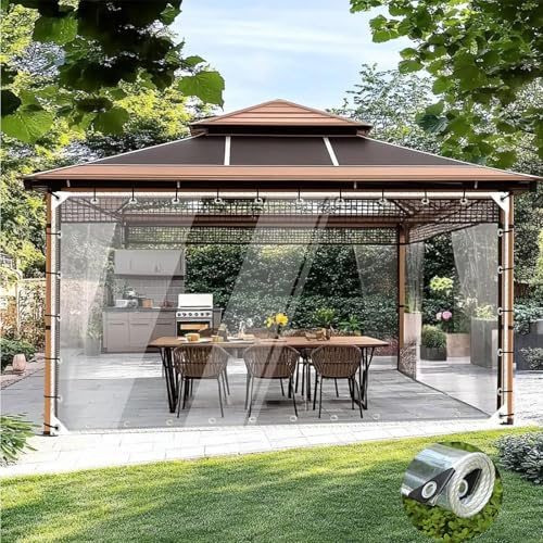 Telone Trasparente Occhiellato, Durevole e Resistente allo Strappo, Telo Impermeabile Esterno, Plastica Tenda per Esterno, Veranda, Gazebo e Giardino,2 * 3 m/6.6x9.8ft