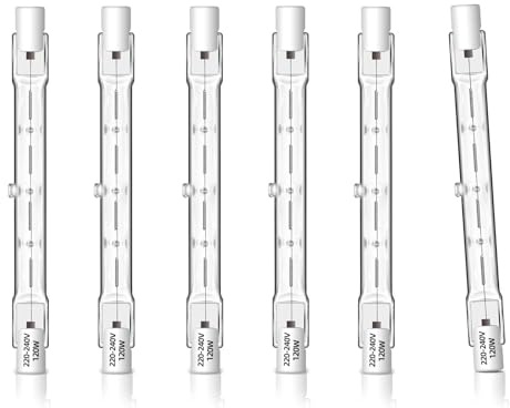 Unibulb Halogen Floodlight Light Bulb R7S J118 118mm Linear 2250 lumens 120W 2900K (Warm White) Dimmable - Pack of 6