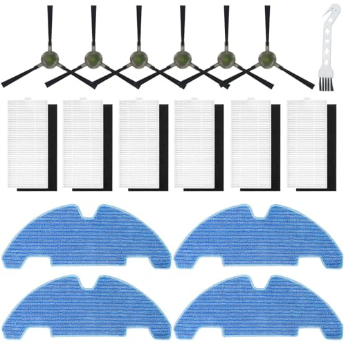 Kit de accesorios de repuesto para aspiradora Lefant M330 Pro, 6 filtros, 6 cepillos laterales, 4 trapos, 1 cepillo de limpieza, 17 piezas