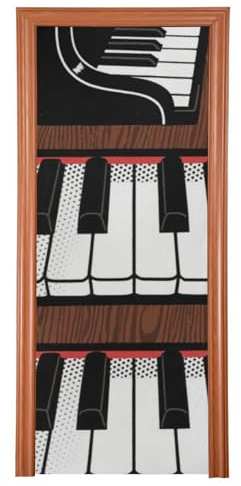 Klavier-Pop-Art-Türabdeckung, Dekoration, 89 x 200 cm, Banner für Veranda, Innen- und Außenbereich, Dekoration M