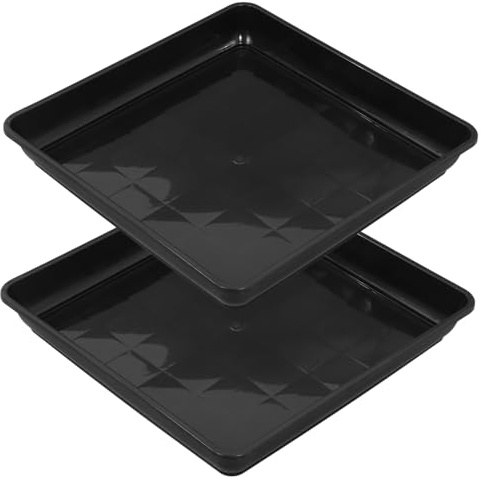 DOITOOL Plateaux Carrés 2 Pièces 40 Cm en Plastique pour Pots De Fleurs, Bac D'égouttement pour Bonsaïs Et Plantes D'intérieur, Empêchant Fuites Et Salissures