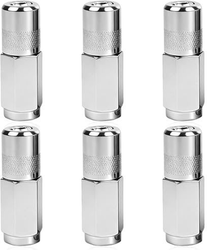 TIANLIN 6 Stück Fettpresse Mundstück, Vierklauen Mundstücken Hydraulik, 1/8'' NPT Gewinde Schmiernippel Aufsatz Fettpresse, Kohlenstoffstahl Schmiernippel Adapter, für Baumaschinen, Landmaschinen