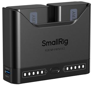 SMALLRIG NP-FW50 Camera Battery Set for Sony, 11W Dual Slot Charger with 1030mAh Batteries, Full Compatible with Sony A6000 A6100 A6300 A6400 ZV-E10 A7 A7S A7R A7SII A7RII A5000 A5100 ILCE-QX1-5488