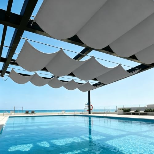 Vela de Sombra Retráctil Ondulada,Protección Rayos UV Resistente Impermeable Toldo retráctils pérgola Ajustable,para Jardín Patio Toldo Corredero Ola-Darkgray||180x250cm