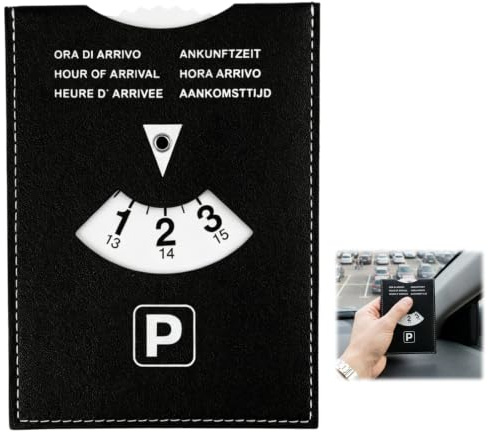 Disco Horario de Lujo en Piel Sintética - Ideal para Estacionamiento y Señalización de Hora de Llegada - Tacto Suave y Elegante para Coches y Motocicletas