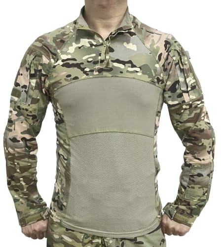HANSTRONG GEAR Herren Taktisches Combat Shirt Langarm mit Reißverschluss Militär Shirt für Airsoft, Jagd & Outdoor Atmungsaktiv & Strapazierfähig