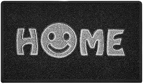 Nicoman Happy Smile Face Home Door Mat｜Welcome Barrier Dirt-Trapper Floor Mat｜Patio Garden Conservatory Doormat｜Indoor Outdoor Smile Matt｜75x44cm (Black with Grey)